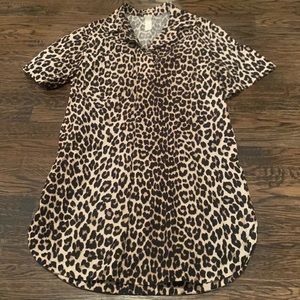 Leopard print shirt dress, 100% cotton
